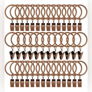 40 Pack Curtain Drapery Rings w/Clips Hangers Fits 1” Curtain Rod Antique Copper